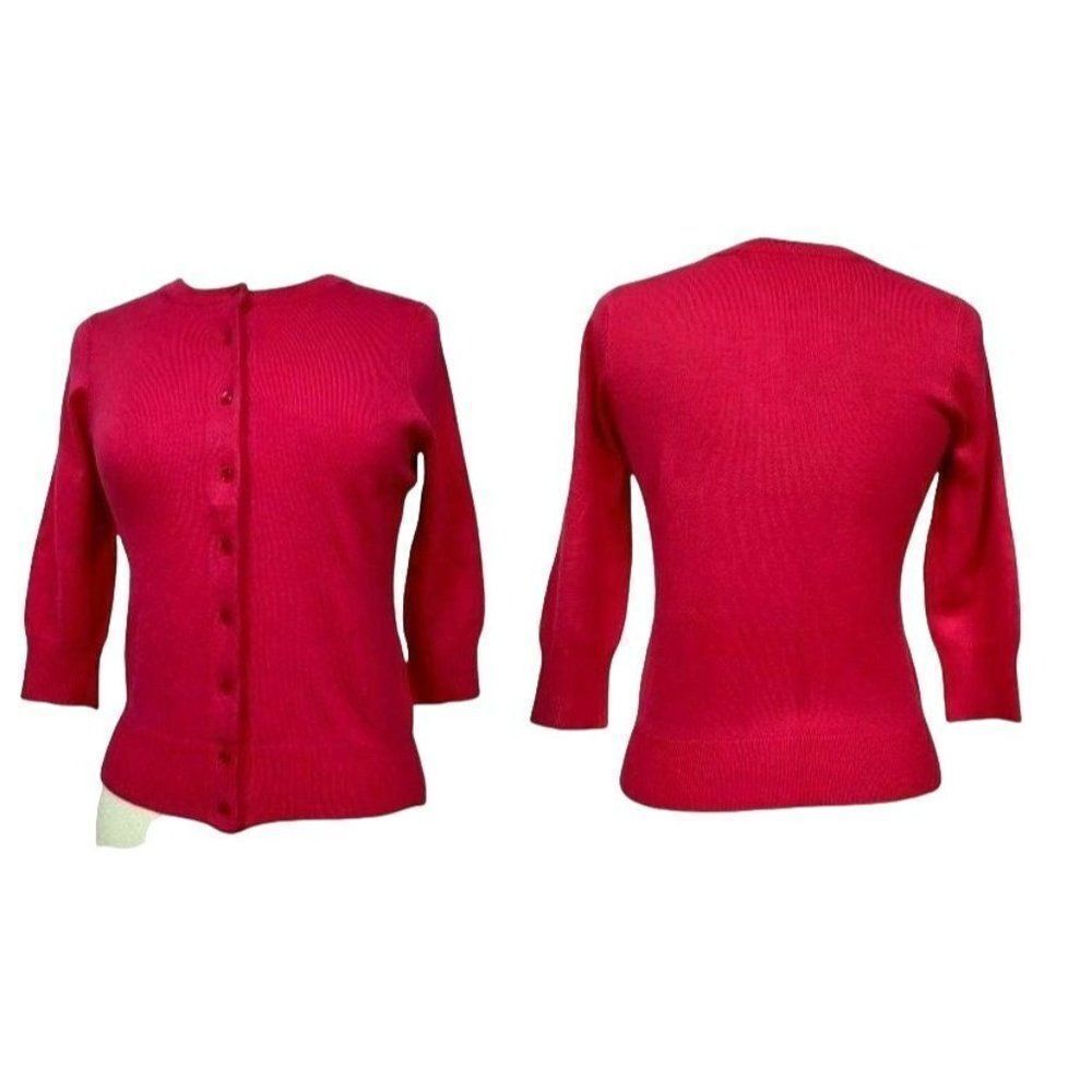 Cyrus Bright Pink Pin-Up Cardigan Sweater Sz S Lightweight Cotton Blend